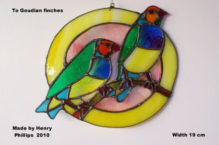 Two Goudian Finches sun catcher