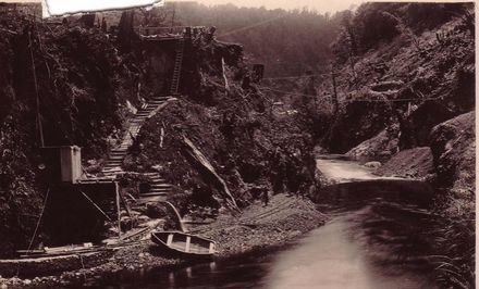 Looking down the gorge, Mangahao Dam, 19 December 1925 - Resource cover image