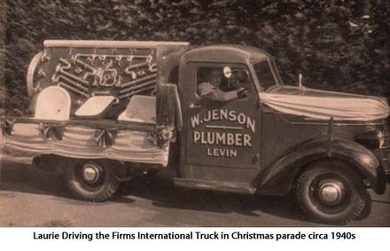 Laurie Jenson driving the firms truck in a xmas parade circa 1940s - Resource cover image