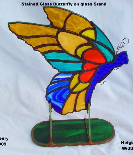 Stained Glass Butterfly on base