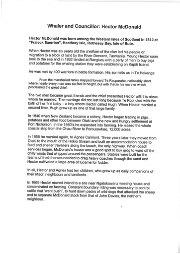 Hector McDonald - Horowhenua County Centennial 1985