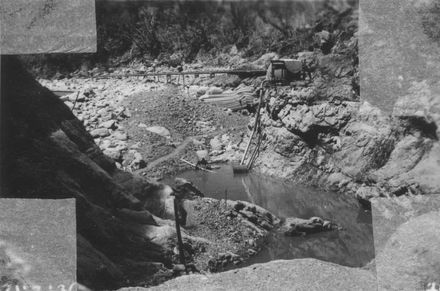 Water removed from downstream base of No.2 Dam, Mangahao, 1936