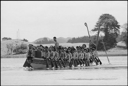Kurahaupo waka at Kurahaupo Waka Festival on Lake Horowhenua