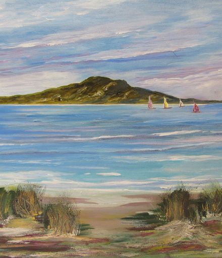 The Last Sail, Lake Horowhenua by Cedric Harris Acrylic $75