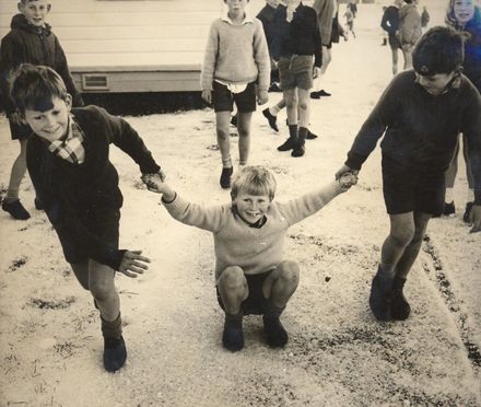 Poroutawhao School pupils playing in hailstones - Resource cover image