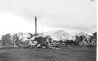 U.E.B. building destroyed by fire, 18 September 1957
