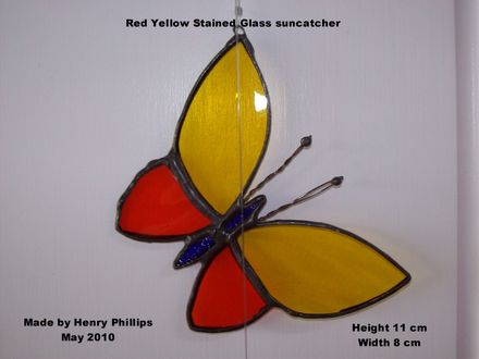 Red Yellow stained glass butterfly