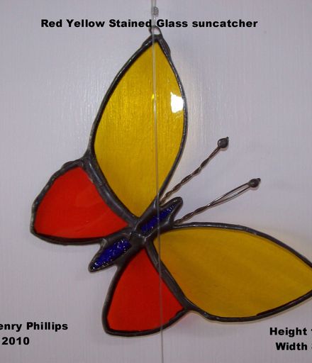Red Yellow stained glass butterfly