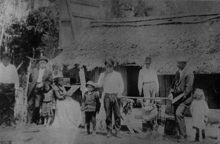 Group in Front of Thatched Slab Cottage, c.1910