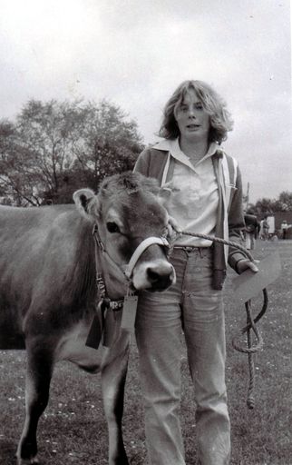 Vicky Timms with calf, Agriculture Day, Shannon School, c.1980 - Resource cover image