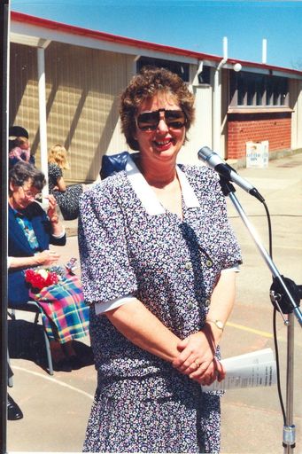 Judy Keall, (M.P. for Horowhenua) speaking at official opening of the reunion