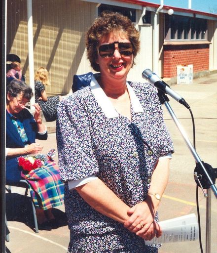 Judy Keall, (M.P. for Horowhenua) speaking at official opening of the reunion