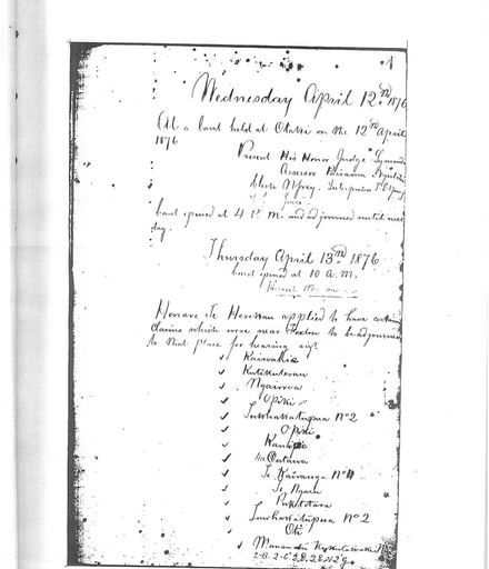 Otaki Maori Landcourt Minutebook - 12 April 1876