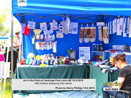 HJP 0293 Art in the Park at Cambrige Park Levin NZ 15-2-2015 Stall holders displaying their wares - Resource cover image
