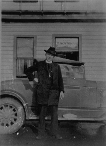 Father Branaghan outside the Club Hotel, Shannon