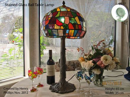 0927 Stained Glass Ball Table Lamp