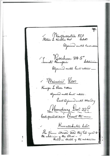 Otaki Maori Land Court Minutebook -  22 December 1879.
