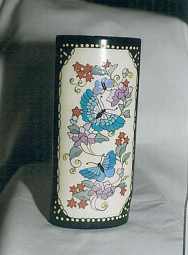 Dark Green vase with butterflies