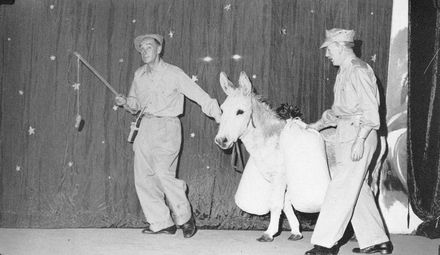 Ron & Alf with the donkey - of the show "Princess Peanut", 1958