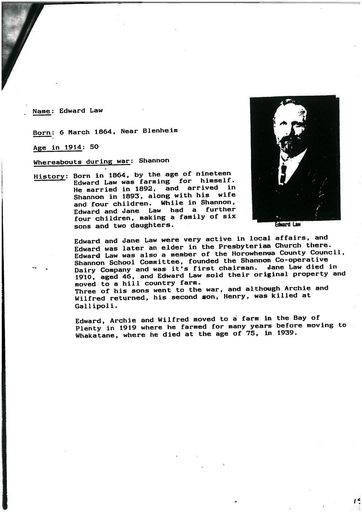 Shannon- Characters From and During the War