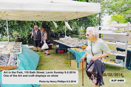 HJP 0408    Art in the Park, 119 Bath Street, Levin Sunday 9-2-2014   One of the Art and craft displays on show