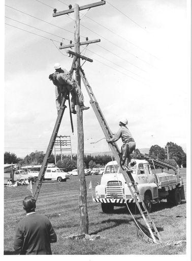 'Pole Rescue' part of Linesman Competition, late 1970's