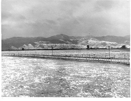 Snow on the ground viewed from Levin Saleyards