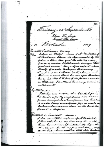 Otaki Maori Land Court Minutebook  - 23 September 1881 - Resource cover image