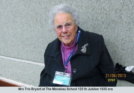 Mrs Trix Bryant at The Manakau School 125 th Jubilee 1935 era