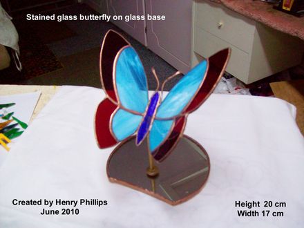 Stained Glass Butterfly on round base