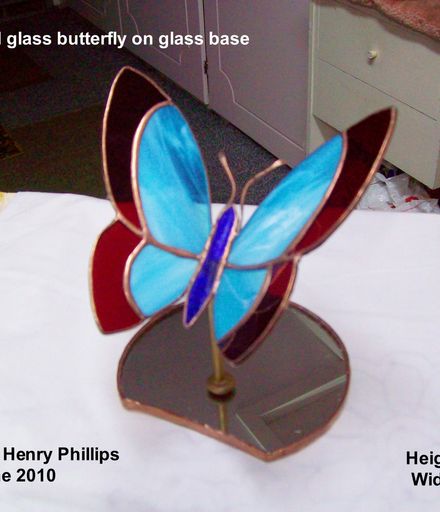 Stained Glass Butterfly on round base