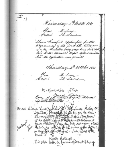 Otaki Maori Land Court Minutebook  - 6 October 1881.