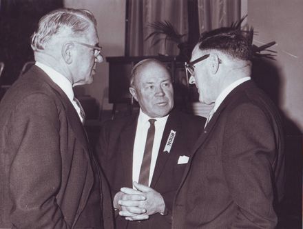 3 men near stage, Electricity Exhibition 1972