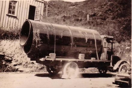 Truck with penstock pipes, Mangaore. early 1920's