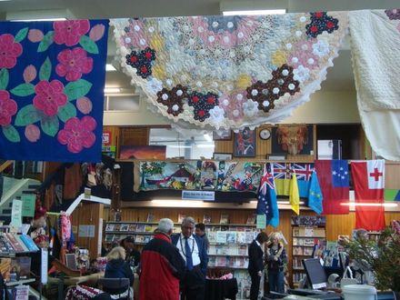 Celebrating Pasifika - Levin Library decked out with quilts and mats 2
