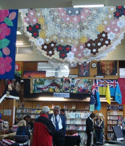 Celebrating Pasifika - Levin Library decked out with quilts and mats 2