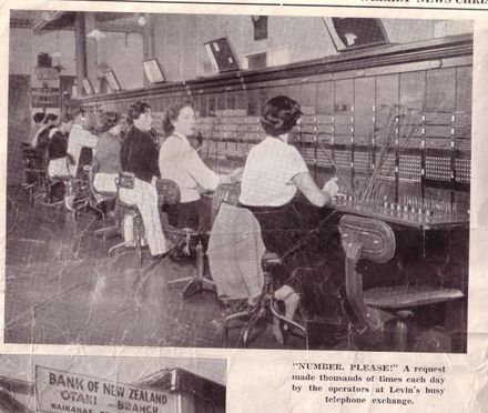 Inside the Levin Telephone Exchange, 1960