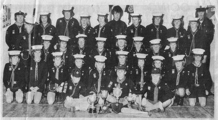 Kotuku Sea Scouts with Trophies 1977