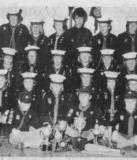 Kotuku Sea Scouts with Trophies 1977