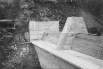 Another view of Upper Mangahao Dam (?) almost completed, 1923-24