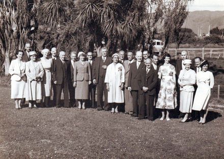 Councillors & partners at retirement farewell for John Bovis, 1958
