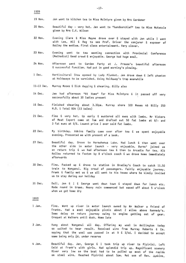 Bert Denton's Diary 1910