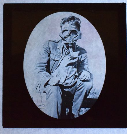 World War One Army Officer in Gas Mask- Magic Lantern Slide World War One Army Officer in Gas Mask- Magic Lantern Slide