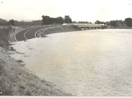New Opiki bridge & flooded road, 1971