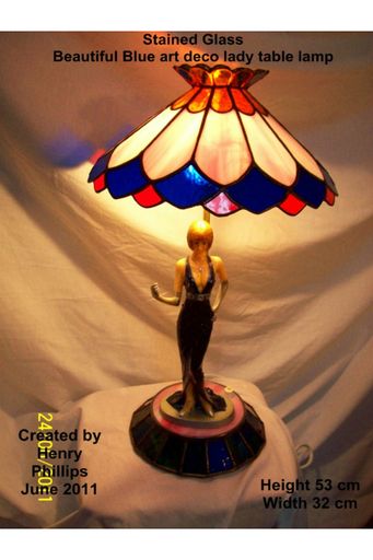 Blue art Deco Lady table lamp