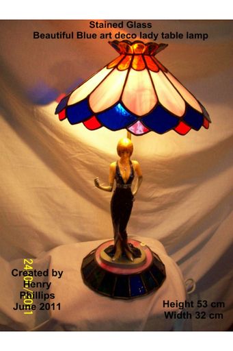 Blue art Deco Lady table lamp