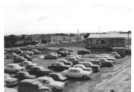 View (1 of 2) of car park behind Regent Theatre, 1969