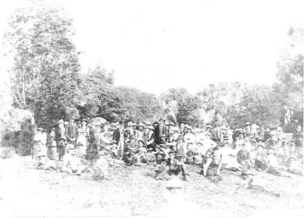 Large group of people, outdoors (unidentified)