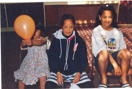 3 girls (unidentified) at Sunday's 'Church Service' - Resource cover image