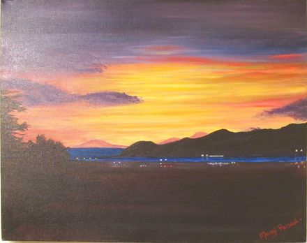 Lyall Bay Sunset by Maggi Parsad Acrylic $125